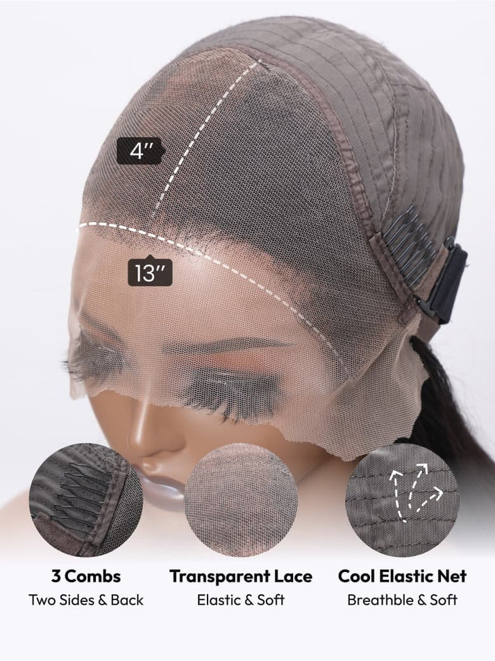 Black Deep Wave 13x4 HD Frontal Closure Wig