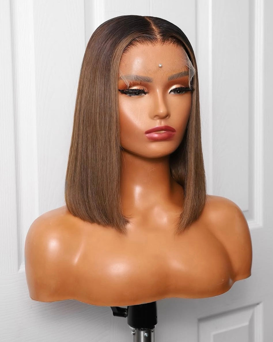 Brown Bone Straight Bob 13x4 HD Frontal Closure Wig